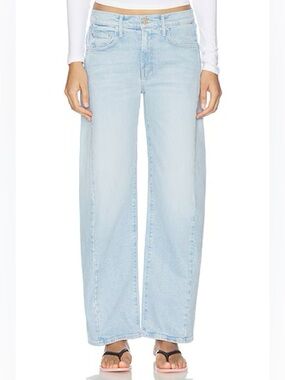 Mother High Waisted Spinner Zip Wide Leg Jeans in Mood Ring Light Wash Size 26